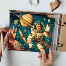 24 Sheets Vintage Space Sci-Fi Scrapbook Paper, 6 Inch Square Astronaut Rocket Planet Universe Illustration Background Paper Material Decoration DIY, Vintage Journal, Junk Journal Greeting Card Planner Scrapbook Background Card Mat - Square - View 2