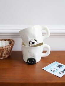 1pc 470ml "Puppy And Kitten" Ceramic Mug, "Rainy Day Black Cat" Coffee Cup - Cute Design, Ideal For Home Decor And Tableware, Perfect For Drinking Coffee And Latte In The Restaurant, Exquisite Gift, Also Suitable For Holiday Decoration - Multicolor - View 7