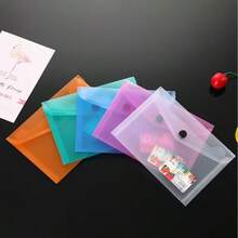 5/10 Pcs Assorted Color Clear Document Pouches With Snap Closure, A4-A7 Waterproof PP File Envelopes, Plastic Paper Storage Bags For Office School Organization - Sets - View 1