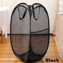 1pc Large Capacity Transparent Laundry Basket, Foldable Dirty Clothes Storage Basket, Bedroom/Bathroom Storage Basket - Beige - View 3