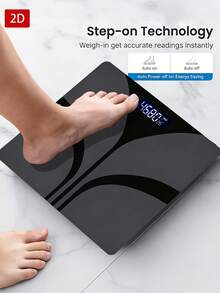 1pc Fashion Black Bathroom Scale With Easy-To-Read LCD Display, Modern Elegant Design, AAA Battery Powered (Batteries Not Included) - A - View 4