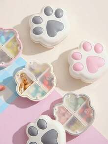 Creative Cute Cat Paw Shaped Pill Box, Large Capacity 8-Compartment Portable Pill Box, Rounded Design, Magnetic Closure, Suitable For Storing Vitamin Tablets, Suitable For Daily Outdoor Activities, Daily Use Or Travel. Storage Box - Multicolor - View 2