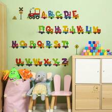 BRUP 1Pc Kids Wall Stickers, Alphabet ABC Number Train Peel And Stick Decal, Cartoon Animals Educational Math Art For Children Bedroom Classroom Decor - Multicolor - View 3