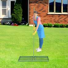 HYYKJ-US Lawn Leveling Rake 180 Degrees Rotation Black Lawn Leveler Tool Lawn Leveling Rake Handle Lawn Leveler For Yard Garden Golf Course, Ease Level Soil Sand Dirt Surfaces - YLNXM7-000100=Green - View 9