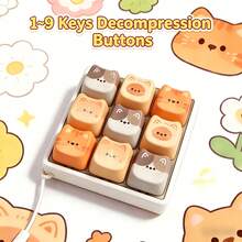 Teclado Fidget Clicker para Adultos, 9 Teclas de Gato (9-en-1), Llavero Clicker de Teclado, Botón de Dedo para Alivio del Estrés con Cubierta de Tecla de Animal, Alivio de la Ansiedad - Multicolor - Ver 2