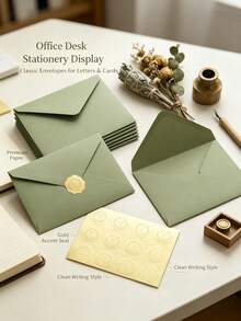 Sage Green Envelope Set Love Letter Envelope Avocado Greeting Card Invitation Envelope Letter Set Postcard Sticker Small Envelope Sticker Gift Wrapping Paper Christmas Christmas Wrapping Paper Halloween Wedding Invitation Envelope - A - View 2
