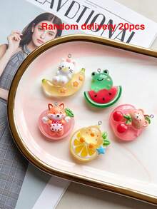 10/20/100pcs Transparent Resin Fruit & Animal Cream Glue Charms, DIY Handmade Keychain Pendants, Bag Charms, Accessories, Decor - Multicolor - View 15