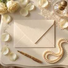 10/20/50pcs Cream-Colored Tree Pattern Thickened Stiff Special Paper Envelopes Without White Edges, Suitable For Wedding Invitations, Holiday Invitations, Birthday Greetings, Daily Gifts And More Occasions, Gentle And Elegant - View 6