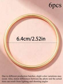 1 buah/2 buah/3 buah/6 buah Gelang Paduan Tembaga Minimalis untuk Anak Perempuan, Perhiasan Sederhana yang Dapat Ditumpuk untuk Remaja, Pemakaian Sehari-hari, Hadiah Kembali ke Sekolah - Yellow Gold - View 14