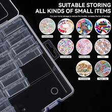 Bead Storage Box, Small Transparent Plastic Storage Box With Hinged Lid And Labels, Craft Storage Box For Bracelets, Jewelry, Diamonds, Clay Beads, Screws, Seeds, Small Parts Mini Box - Multicolor - View 8