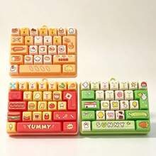 1pc Mini Keyboard Food-Shaped Pendant, Cute Cartoon Key Design Stress Relief Hanging Decoration Creative Accessory (Random Rope Color) - Multicolor - View 11