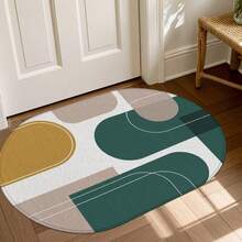 1pc Oval Flannel Door Mat, Soft Comfortable Absorbent Non-Slip Machine Washable With Anti-Slip Backing, Suitable For Entrance, Living Room, Patio, Bedroom, Kitchen, Laundry Room, Bathroom, Multi-Functional Home Floor Mat, Entryway Rug, Kitchen Bathroom Carpet, Holiday Decoration - Multicolor - View 5
