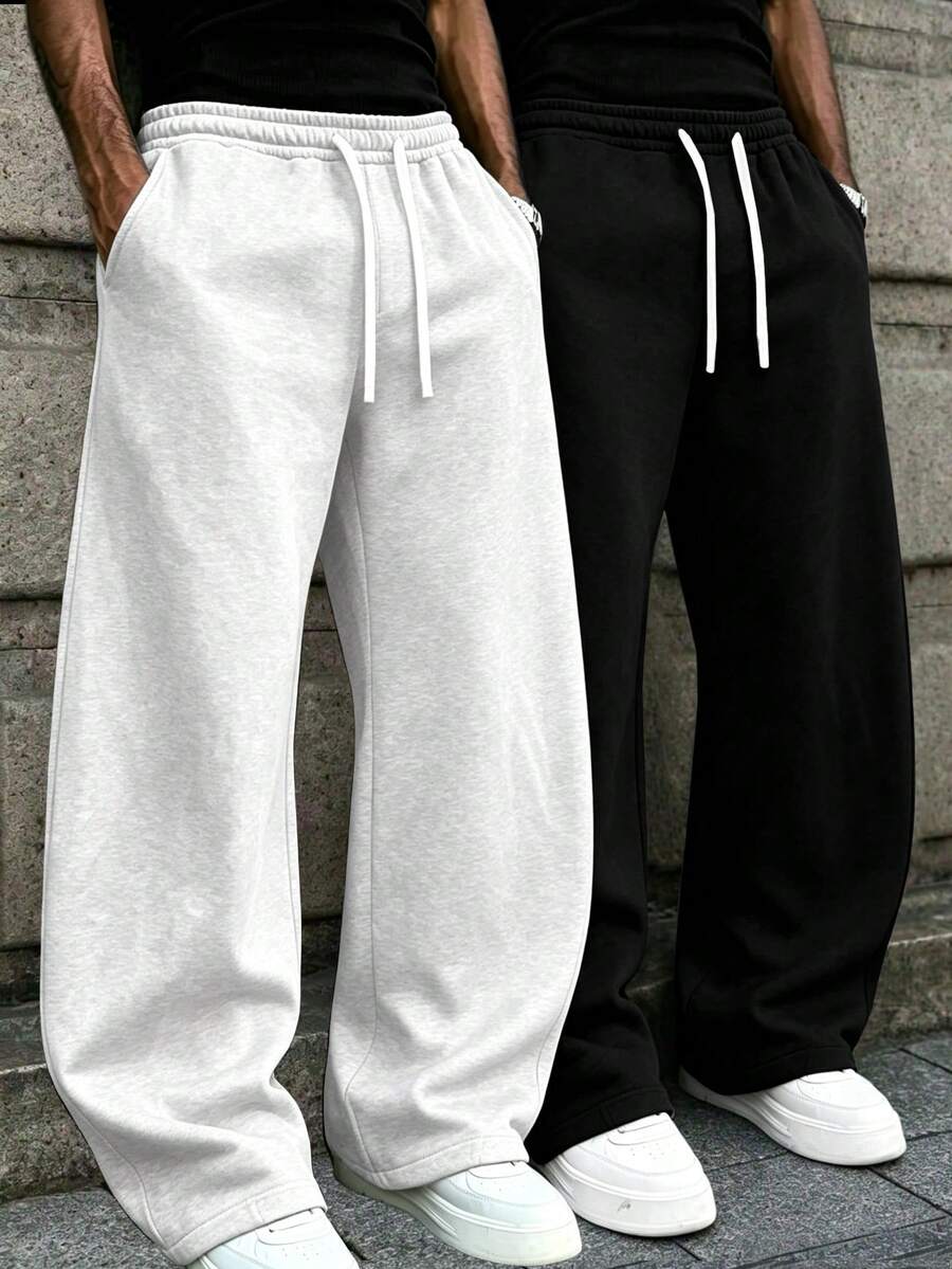 Men's Solid Color Casual Sports Pants, Pockets On Both Sides, Moisture-Wicking And Breathable Fabric, Loose And Comfortable Fit, Plus Size Loose Fit, Excellent Drape, Thin For Spring, Summer, Autumn, Fashionable And Versatile, Suitable For Sports, Fitness, Running, Casual, Outings, Outdoor, Exploration, Climbing, Camping And Daily Wear, Gift For Boyfriend, Husband And Father, Drawstring Waist Design, Sports Casual Style - Multicolor - View 1