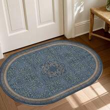 1pc Oval Flannel Door Mat, Soft Comfortable Absorbent Non-Slip Machine Washable With Anti-Slip Backing, Suitable For Entrance, Living Room, Bedroom, Kitchen, Bathroom, Patio, Hallway, Multi-Functional Home Floor Mat Holiday Decor Rug - Multicolor - View 5
