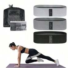 4pcs Non-Slip Fabric Hip Resistance Band Set, Thick Hip Exercise Loop Bands With Storage Bag, For Squats, Glute Training, Yoga Home Gym Workout Equipment - Multicolor - View 1