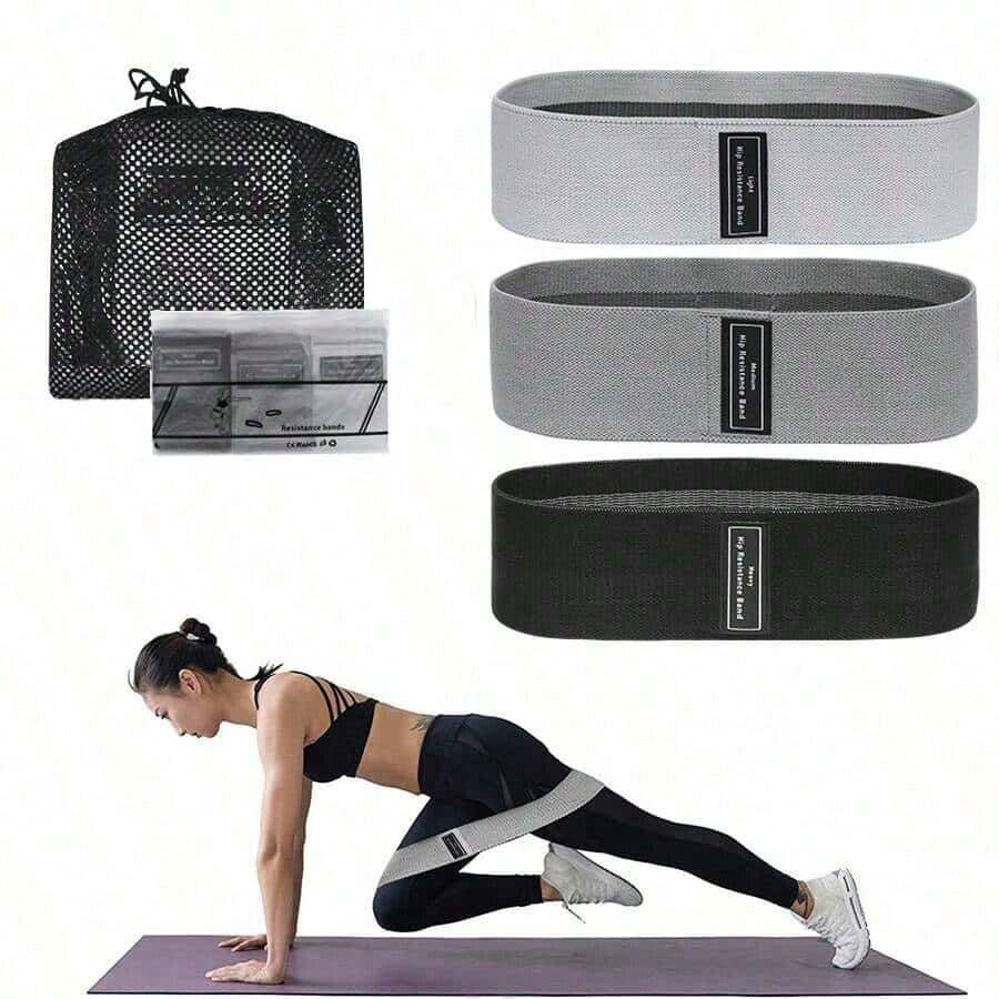 4pcs Non-Slip Fabric Hip Resistance Band Set, Thick Hip Exercise Loop Bands With Storage Bag, For Squats, Glute Training, Yoga Home Gym Workout Equipment - Multicolor - View 1