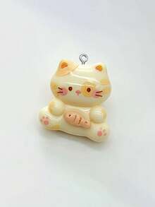 10/20/100 piezas Encantadores dijes de resina de gato crema DIY hechos a mano colgantes para llaveros accesorios para bolsos decoración - Multicolor - Ver 4