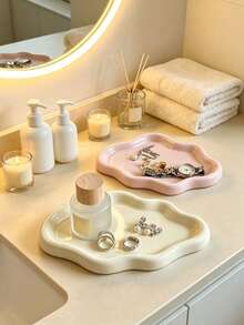 Elegant Cloud-Shaped Plastic Tray, Minimalist Fashion Single-Layer Design, Can Be Used As Jewelry Accessory Storage Tray, High-End Jewelry Perfume Display Stand Or Fashion Key Holder, Suitable For Home, Living Room, Office - Multicolor - View 3