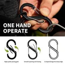 LOTANK 5Pcs Multicolor Aluminum Alloy 8‑Shape S‑Shaped Double Gate Hooks, Multifunctional Snap Buckles For Backpack Bag Outdoor Storage Hanging Accessories - Multicolor - View 3