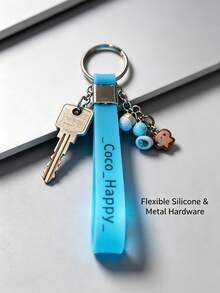 New Arrival 16pcs Glow-In-The-Dark Silicone Wristband Keychains, Customizable Text, Ideal For Birthday Parties, Flexible Silicone Band With Clip Ring - Multicolor - View 7