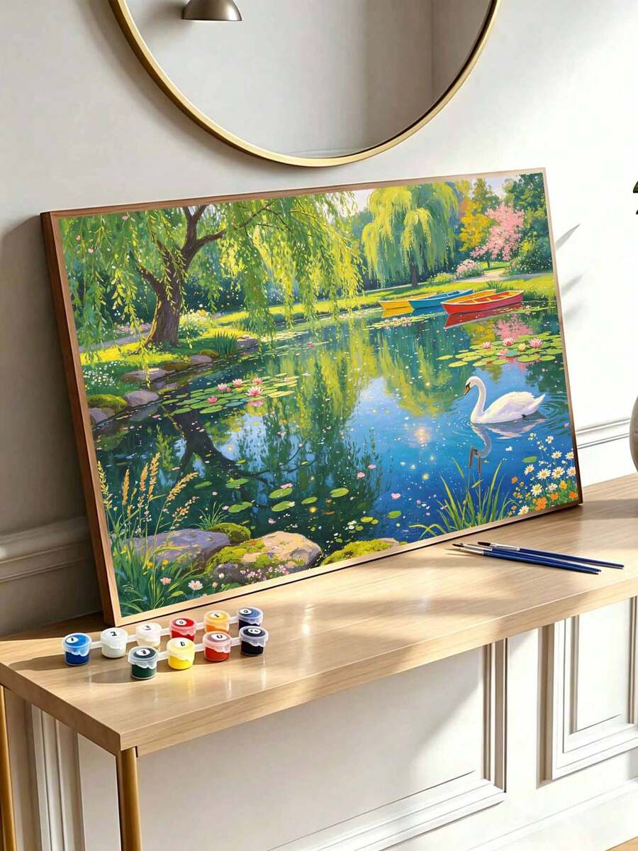Adult Digital Oil Painting, Beautiful Park Scenery DIY Acrylic Oil Painting Kit, Canvas Material Includes Drawing Tools, Adult Digital Oil Painting Set, Home Decor Painting.
