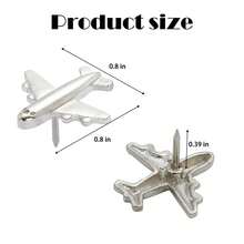 Luxury Zinc Alloy Silver Tone Airplane Shape Push Pins Decorative Thumbtacks For Travel Destination Map Marking Bulletin Cork Felt Board DIY Office Decor - Sets - View 5
