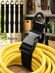 Practical Style Webbing Flat Hanging Straps, Shape With Quick‑Release Buckle & Carabiner Clip Details, Adjustable Length For Cable Hose Organizing & Hanging Storage, Workshop, Garden Yard, Household Tidying, Indoor & Outdoor Use Across All Seasons - Multiple Styles - View 7