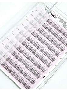 OBOVAY 100pcs Glue-Free False Eyelashes, 10/11/12mm Mixed Assortment, Natural Lazy 3-In-1 Devil Fish Scale Segmented Eyelashes, C Curl Single Cluster, High Density Suitable For Beginners, Eyelash Clusters, Single Cluster False Eyelashes, False Eyelashes - C - View 3