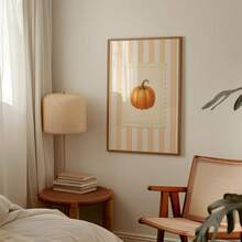 1pc Frameless Striped Pumpkin Fall Kitchen Bar Cart Wall Art Dorm Gift - Multi-color - View 6