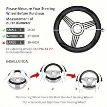 Classic Black Leopard Print Patchwork Car Steering Wheel Cover, Goddess Elegant Style, Suitable For 38cm Size, Comfortable, Sporty, Wear-Resistant, For Car Interior, Car Interior Accessories - Multicolor - View 2