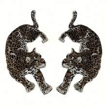 1 Pair Embroidered Water-Soluble Leopard Fabric Patch Applique Without Backing, Suitable For Clothing, Dresses, Jeans, Bags, DIY Materials, Leopard Print Style, Cheongsam Accessory Patch, DIY Garment Applique, Sewing Accessories - Multiple Styles - View 2