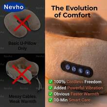 Nevho Electric Neck Massager, Skin-Friendly Breathable Memory Foam 3D Vibration U-Shaped Pillow, Adjustable & Portable Multifunctional Neck Support For Office, Home, And Travel - View 8