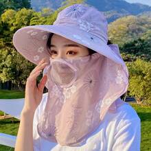 1Pc Women's Summer Sun Hat, Wide-Brim UV-Proof, Hats, Cap, Full-Face & Neck Coverage, For Daily, Park, Outdoor, Hiking & Vacations - Multicolor - View 5