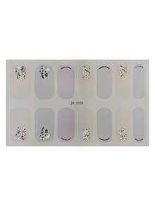 1 Sheet Unique, Minimalist Full-Coverage Nail Stickers. Featuring A Solid-Color Design In Apricot And Light Purple, Accented With Various Rhinestones, These Stickers Are The Perfect Choice For Women And Girls To Decorate Their Nails. - Apricot - View 4