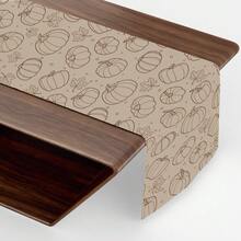 MEMNUN 1pc Minimalist Line Art Pumpkin & Maple Leaf Print Table Runner, Polyester Material, Light Brown Background With Line Maple Leaf Autumn Harvest Thanksgiving Long Table Decor Cloth, Printed Craft, Fall Decor, Table Decor, Home Decor, Kitchen Decor, Table Cloth Rectangle, Home Decor Living Room, Suitable For Daily Home Atmosphere Creation, Dining Table, Tabletop, Countertop Decoration, Home DIY And More - Multicolor - View 10