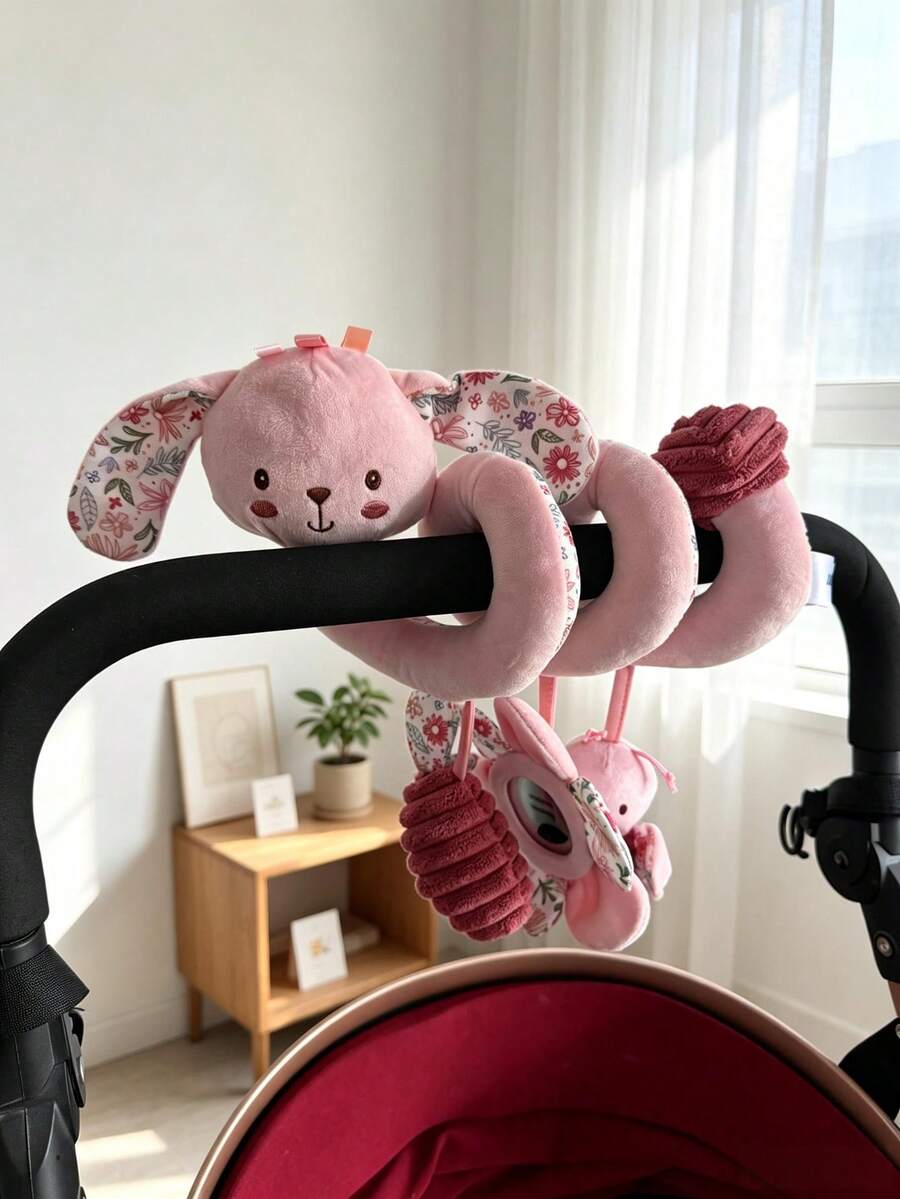 1pc Unisex Spiral Baby Stroller Toy, Built-In Bell, Crinkle Paper, Squeaker And Mirror, Multi-Sensory Soothing Early Education Toy, Suitable As Newborn Gift - Multicolor - View 1