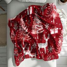 1pc Personalized Christmas Deer & Snowflake Design Blanket - Comfortable & Warm Digital Printed Knitted Blanket, Suitable For Napping, Sofa, Office, Camping, Multi-Purpose Gift, Suitable For All Seasons - Multicolor - View 7