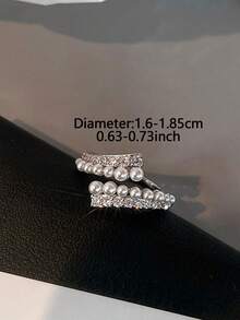 1pc Casual Elegant Curved Cubic Zirconia Ring Suitable For Women's Daily Commute Wear - Silver - View 4