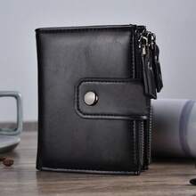 CAIBAOLAI Women's RFID Zipper Credit Card Wallet PU Leather Coin Purse Snap Button Tri-Fold Unisex Wallet,Wallets For Man - Multicolor - View 3