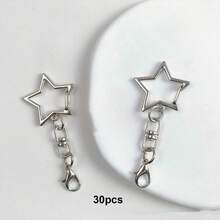30/50PCS Star-Shaped Keychain Clips, 4 Colors Star-Shaped Lobster Clasp, Alloy Lobster Claw Clasp With Rotating Hook Ring And Spring Gate Ring, Suitable For DIY Crafts, Keychain Making And Key Ring Making - Star + Lobster Clasp - View 9