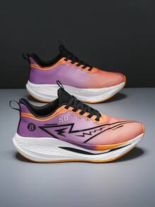 1 Pair Contrast Color Casual Lace-Up Men's Casual Sports Shoes For Outdoor All Season - Pink Orange - View 4