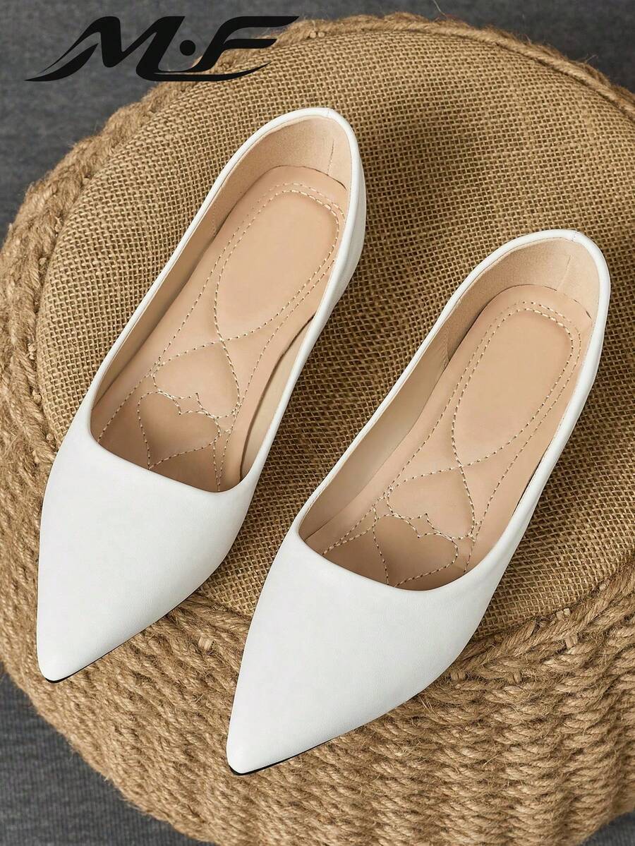 WHDXY Women Flat Solid Pointed Toe Slip-On Loafers, Comfortable Dress Casual Work Office Shoes For All Season