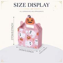 4/8/10/16/24pcs Halloween Paper Gift Boxes, Pink Happy Halloween Pumpkin & Ghost Pattern Rectangular Candy Boxes With Handles, Candy Cookie Snack Packaging Boxes, Suitable For Halloween Party Gifts, Trick Or Treat Supplies - Multicolor - View 2