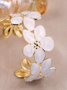 4/1pc Stackable Enamel Rhinestone Bracelet Set, 18K Gold Plated Stainless Steel Bangle, Minimalist Luxury Non-Fading Women's Wrist Accessory Gift - White - View 9