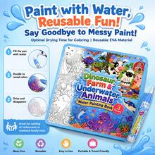 Early Education Children's Water Painting Book, Color-Changing When Wet, Slow Drying, Magic Water Painting Album, Reusable EVA Foldable Water Painting Book - Blue - View 5