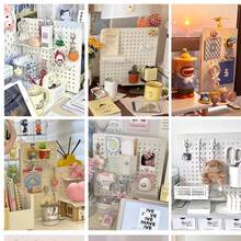 70*50cm No-Drill Pegboard Wall Storage Shelf Vertical Desktop Pegboard Dorm Kitchen Bathroom Home Desk Wall-Mounted Shelf No-Nail Display Rack Wall Storage Organizer - View 6