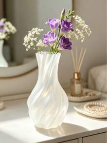 3D Printed Twisted Matte Semi-Transparent White Vase, Ins Style Minimalist Living Room Desktop Hydroponic Flower Holder, Premium Decorative Vase For Home Decor And Home Living - Multicolor - View 3