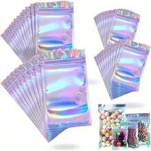 150pcs Holographic Storage Bags, 3 Sizes, With Transparent Tool Bag, Jewelry Display And Packaging Supplies Window, Sealable Bags, Storage Zipper Bags, Jewelry Gift Small Pendant Packaging Bags - Multicolor - View 6