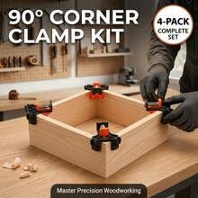 90 Degree Right Angle Woodworking Clamps 4pcs Strong High Spring Clamps Single-Hand Right Angle Fixing Clamps For Picture Frame Background Wall Panel Clamps Dust-Proof Stackable Storage Box Set Woodworking Tools - A - View 2