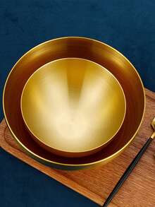 1pc Stainless Steel Bowl,Kitchen,Christmas Gift - Gold - View 8
